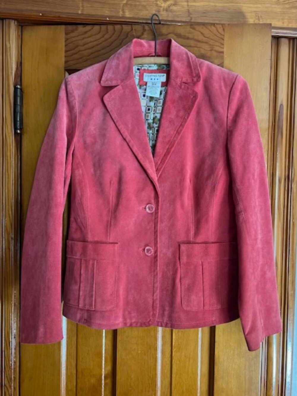 VTG Covington Suede/Leather Blazer Jacket Coral or Watermelon Shade Woman S 6-8